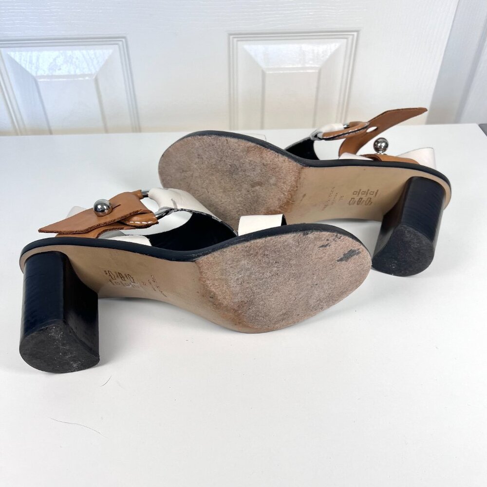 Rag and Bone Leather Slingback Heeled Sandal White and Tan Size 8 - Picture 7 of 9